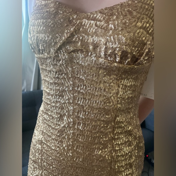 Nicole Bakti Sz Small Gold Sequin Full Length Evening Gown Dress Holiday NWT - Picture 9 of 10